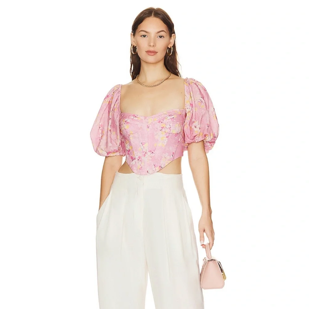 Bardot Kiah Corset Top in Pink Garden - Picture 4 of 6